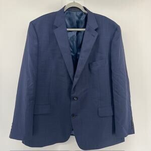 Lauren Ralph Lauren Navy Blue Plaid Blazer Mens 50R Wool Blend Stretch Office